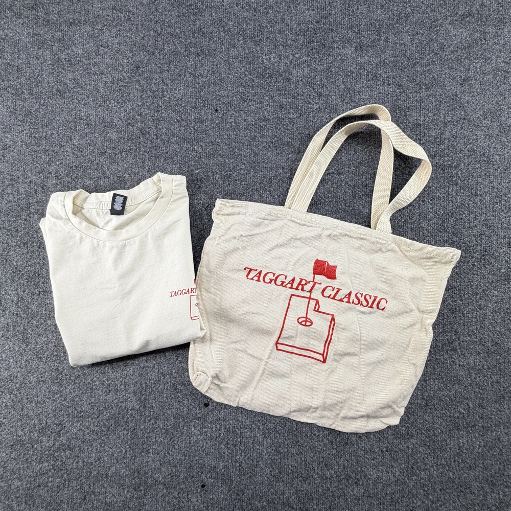 AS Colour Taggart Classic Shirt Mens XL Beige Golf Graphic Tee Tote Bag Set